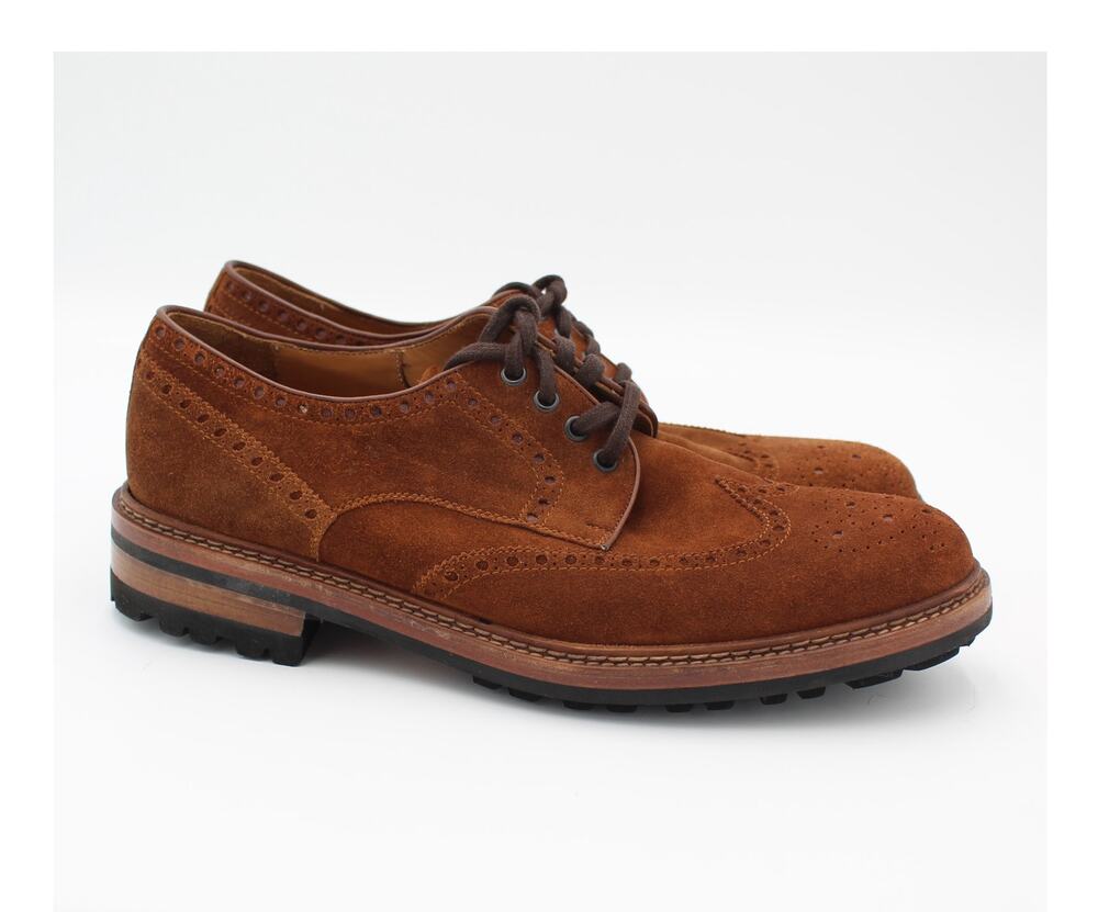 Magnanni Oxford Shoes Mens Size 12 Brown Suede Wingtip Brogue Lug Sole Office